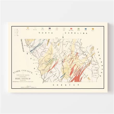 Vintage Map of York County, South Carolina 1880 by Ted's Vintage Art