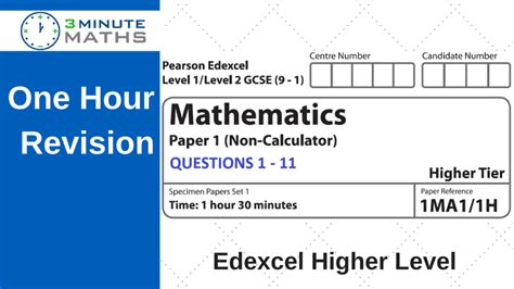 Edexcel GCSE Maths Past Paper – Higher Set 1 - With Video