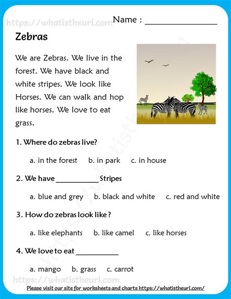 Zebras - Reading Comprehension for Grade 3 - Your Home Teacher