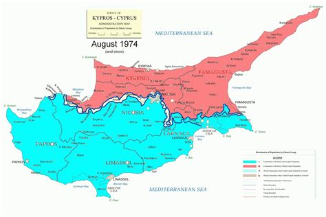 Cyprus division map - Map of Cyprus division (Southern Europe - Europe)