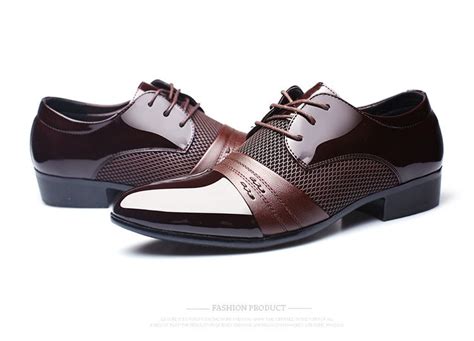Men's Dress Shoes Fashion Leather Men Business Flat Shoes Black Brown Breathable Men Formal ...
