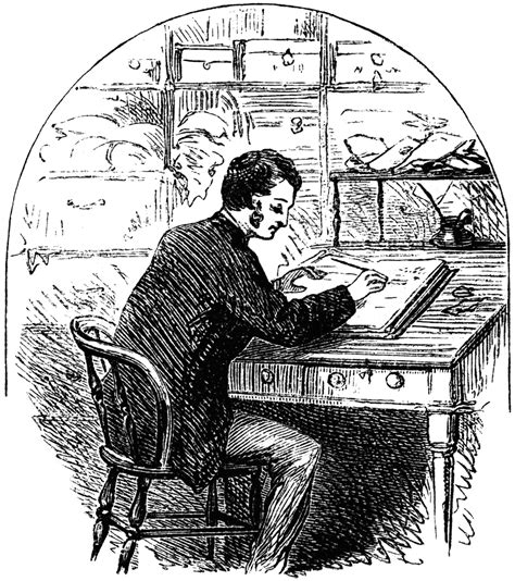 Man Sitting at Desk & Writing in Journal | ClipArt ETC