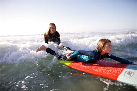 Mother and Daughter Surfing