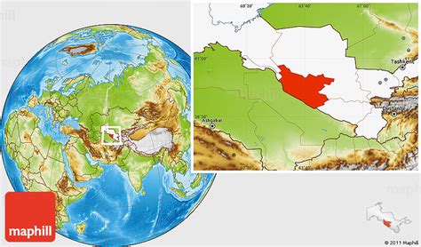 Physical Location Map of Bukhara, highlighted country