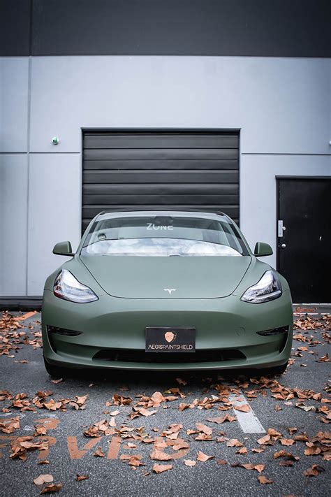 Tesla Matte Military Green | Aegis Paint Shield | Vancouver Vinyl Wraps