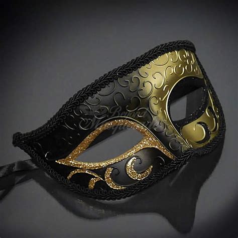 Mens Masquerade Mask, Gold Black Masquerade Mask, Roman God Mask, Greek ...