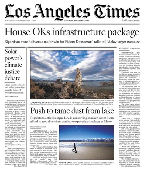 Mono's low level makes LA Times front page