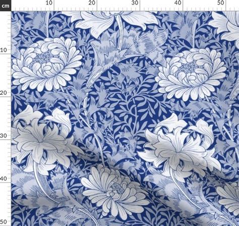 Colorful fabrics digitally printed by Spoonflower - William Morris ~ Chrysanthemum ~ Willow Ware ...