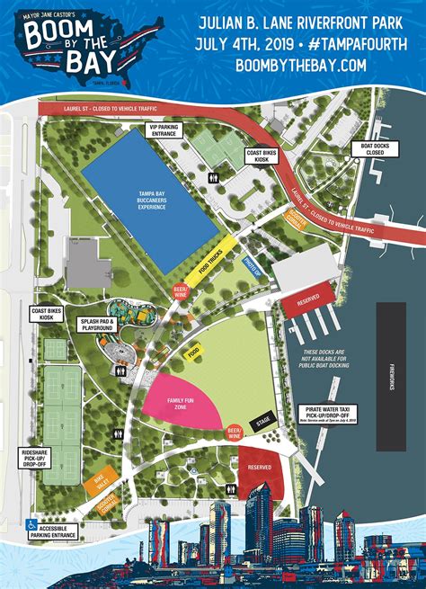 Boom by the Bay JBL Map | Tampa riverwalk, Riverfront, Boat dock