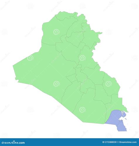 High Quality Political Map of Iraq and Kuwait with Borders of the ...