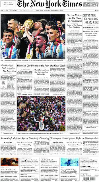 The New York Times in Print for Monday, Dec. 19, 2022 - The New York Times