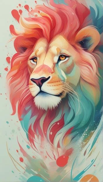 Premium Photo | Free photo a colorful lion painting on a white background