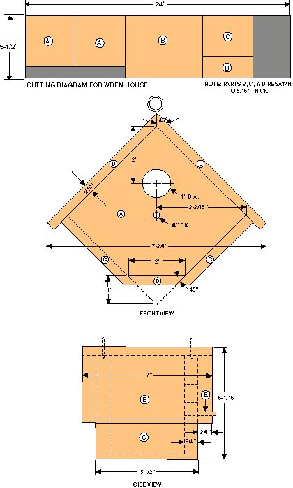 The Free Bird House Plan Wren House | Bird house plans free, Bird house plans, Bird houses diy