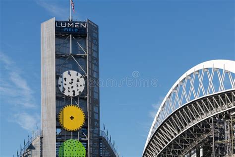 North Tower and Roof Arch of Lumen Field Stadium in Seattle Editorial Photography - Image of ...