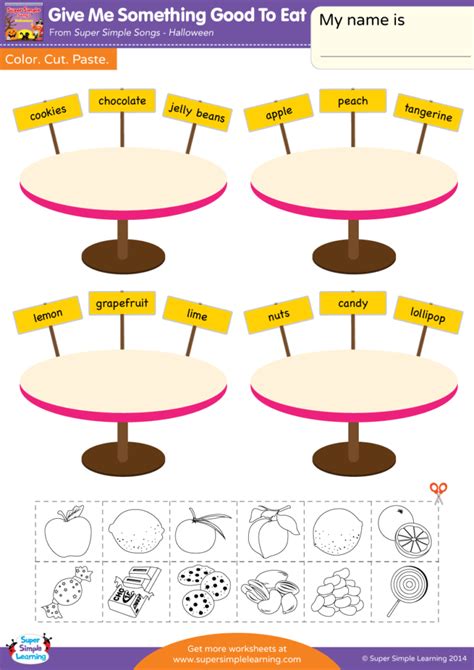 Give Me Something Good To Eat Worksheet - Color, Cut, & Paste - Super ...