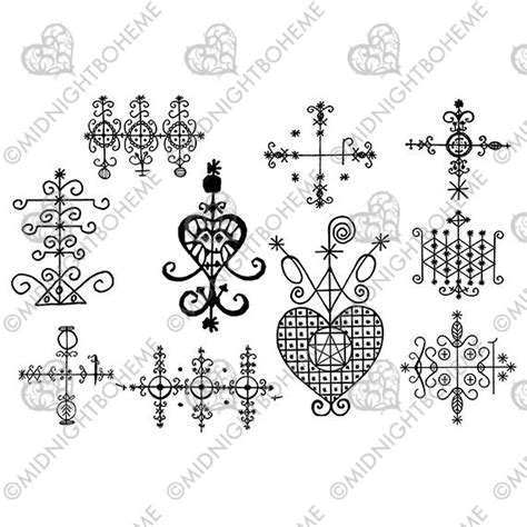 Louisiana New Orleans Voodoo Veve Symbols for Scrapbooking