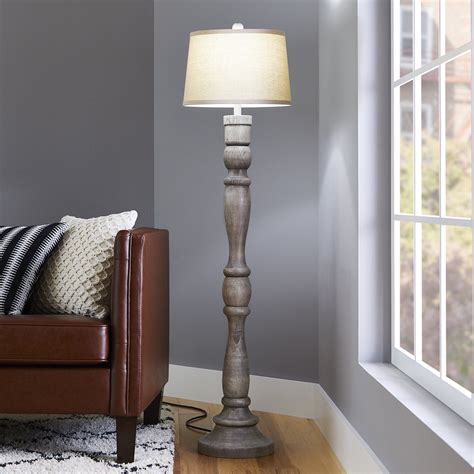 Better Homes & Gardens 59.5" Weathered Wood Finish Floor Lamp, Light Brown/Grey Color - Walmart ...