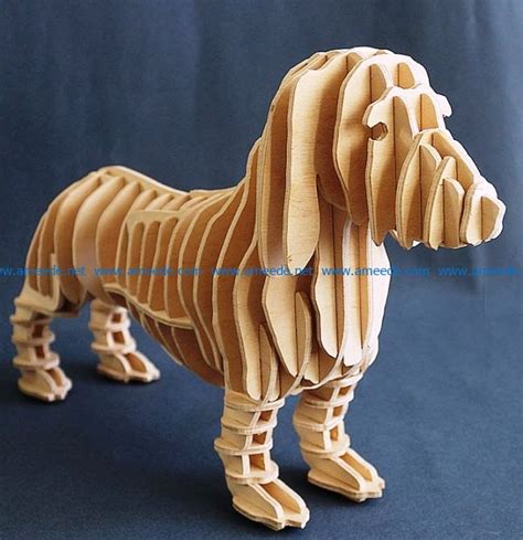 3D Puzzle Dog File Cdr And Dxf Free Vector Download For Laser Cut