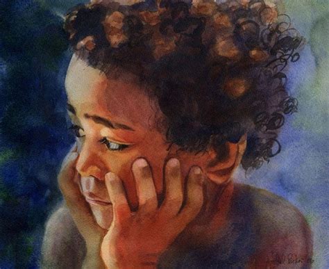 African American Black Boy Child Art Print of My Watercolor - Etsy