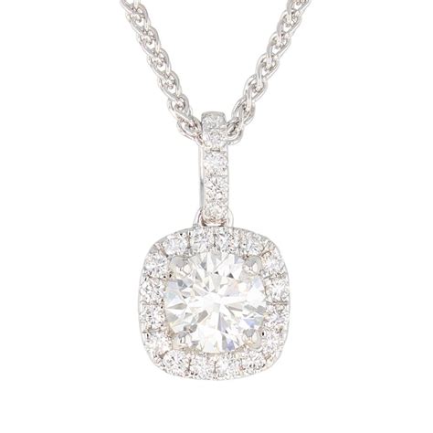 DLN1361 Round Diamond in White Gold Halo Necklace - Underwoods Fine ...