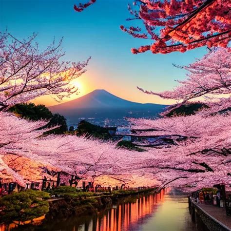 sunrise in japan with cherry blossoms | OpenArt