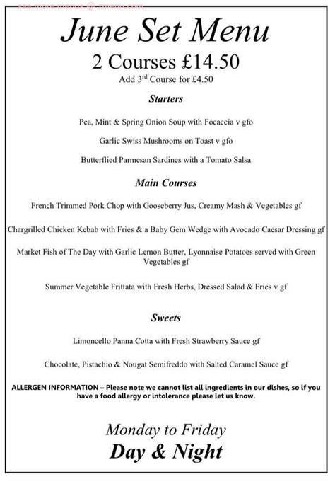 Menu at The Swan Inn & Bistro pub & bar, Olney