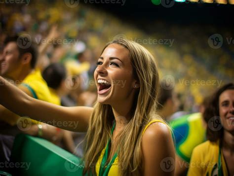 Brazilian woman celebrates his soccer teams victory AI Generative ...