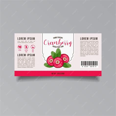 Premium Vector | Cranberry jam label template Isolated