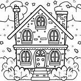 Coloring book Vector Illustration House coloring Pages For Kids  sketch template