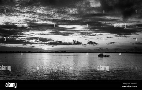 Mekong river sunrise Black and White Stock Photos & Images - Alamy