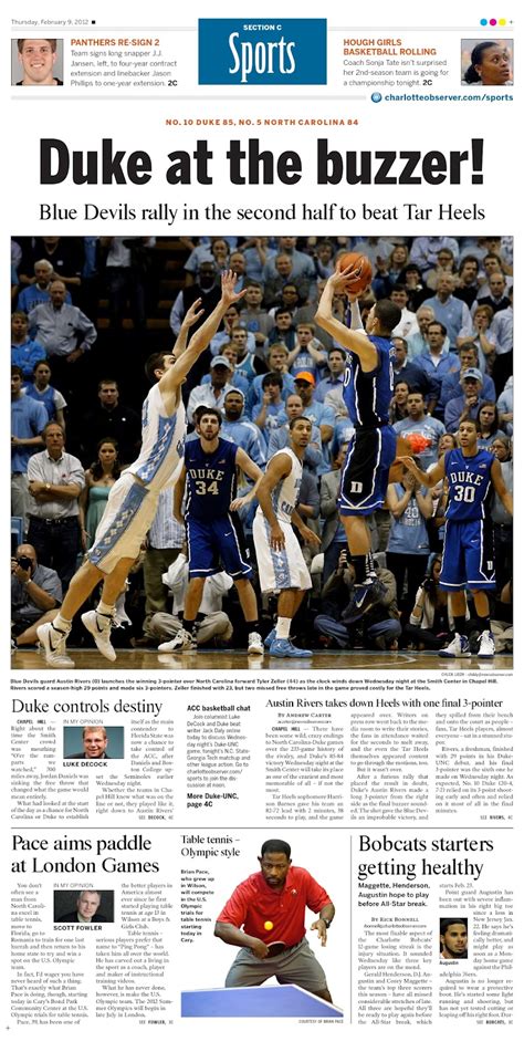 Cedar Posts and Barbed Wire Fences: Duke - UNC Charlotte Observer Sports Writers MIA