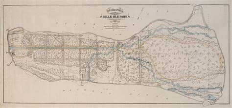 Topographical map of Belle Isle Park showing contours surveyed by Eugene Robinson (24 January ...