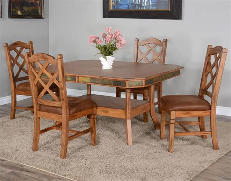 Sunny Designs Sedona 2 1151RO2x1+1415RO2x4 5-Piece Dual Height Dining Table Set w/ 2 Butterfly ...