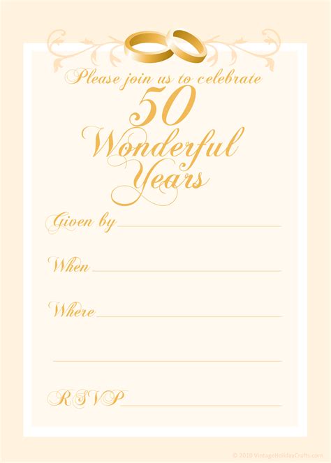 Golden Wedding Anniversary Invitation Template printable template for ...