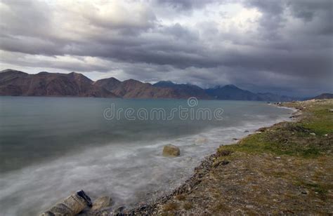 Pangong Lake in Evening stock photo. Image of bottom - 20614842