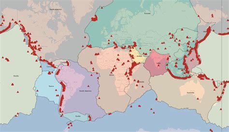 Volcanoes world map - World in maps