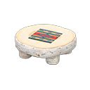 Log round table - White birch - Geometric print | Animal Crossing (ACNH) | Nookea