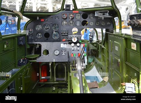 Bristol Blenheim IV aircraft cockpit on display at Duxford Stock Photo, Royalty Free Image ...