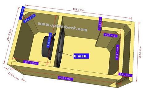 Skema Ukuran Box Speaker 8 Inch Subwoofer 3 Jenis Populer | Subwoofer box design, Subwoofer box ...