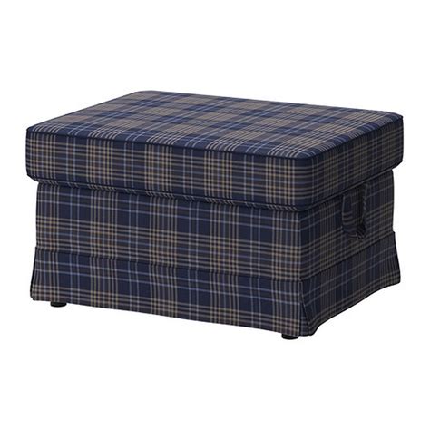 IKEA EKTORP Footstool COVER Ottoman Slipcover RUTNA MULTI Blue Plaid