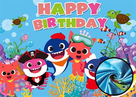 Buy Baby Shark Backdrop 5x3ft Washble and Polyester Ocean Theme Cartoon Baby Shark Birthday ...