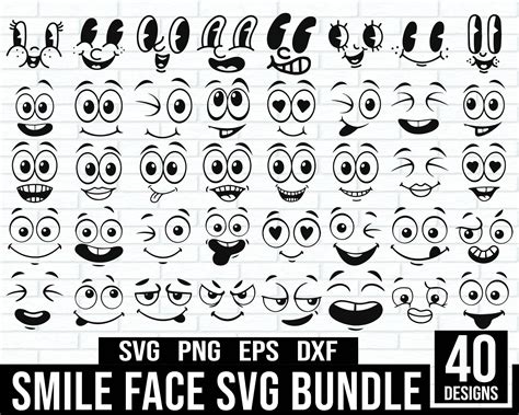 Smiley-Gesicht-Svg-Bundle Cartoon Emotion Gesichter SVG - Etsy.de