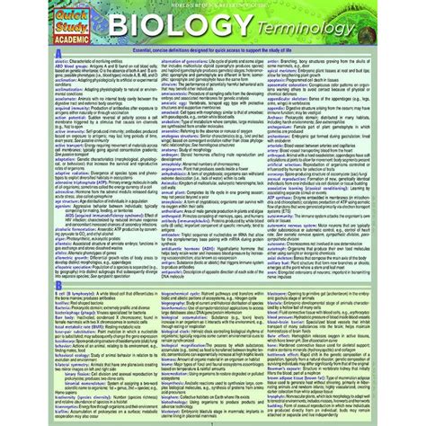 Biology Terminology Bar Chart - 9781423221517 - University Book Store