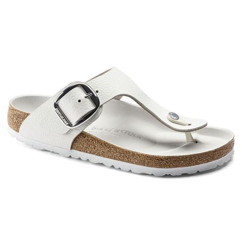 Birkenstock Gizeh Big Buckle Natural Leather White | Laurie's Shoes