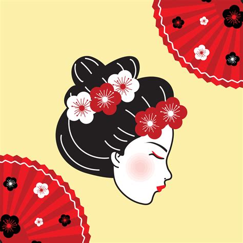 geisha woman face 11127405 Vector Art at Vecteezy