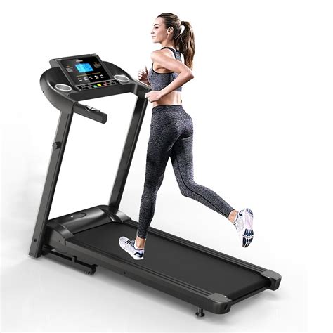 Home Gym Smart Fitness Equipment Foldable Motorized Treadmill 5" LCD Display with Air Spring ...