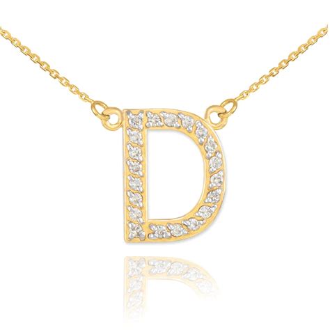 14k Gold Letter d Diamond Initial Necklace - Etsy