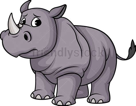 Sad Rhino Cartoon Clipart Vector - FriendlyStock