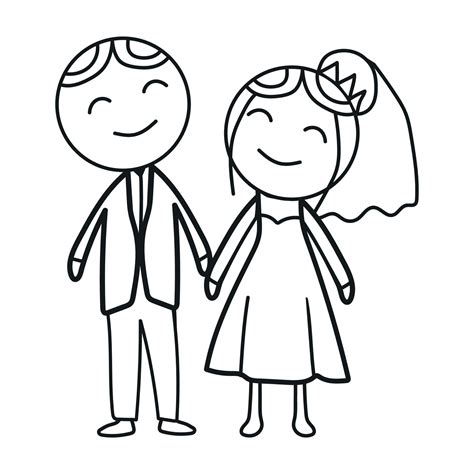 Bride And Groom Cartoon Vector Art, Icons, and Graphics for Free Download