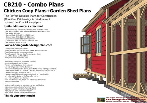 CB210 Combo Plans Chicken Coop Plans Construction Garden Sheds Plans ...